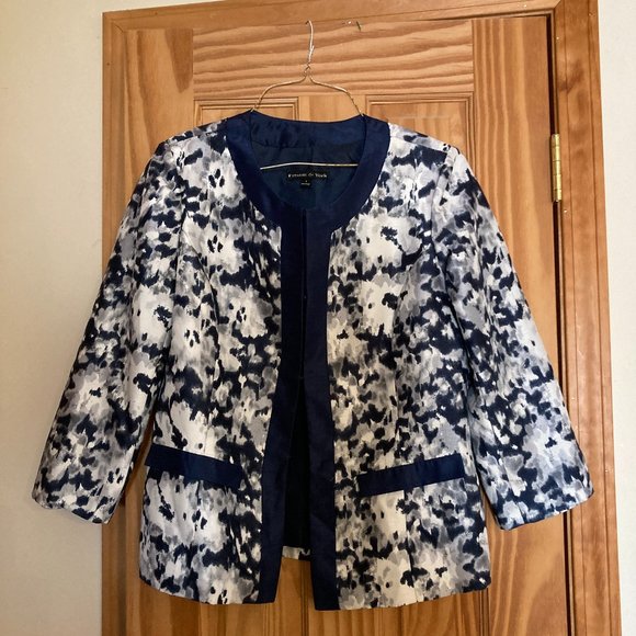 Women's Blue and White Blazer Preston and York 8 - Picture 1 of 3